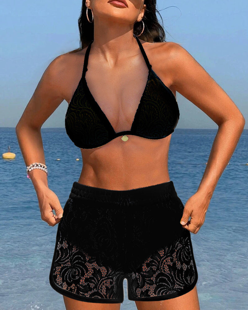 Grace® | Elegant Plain Lace Bikini Set