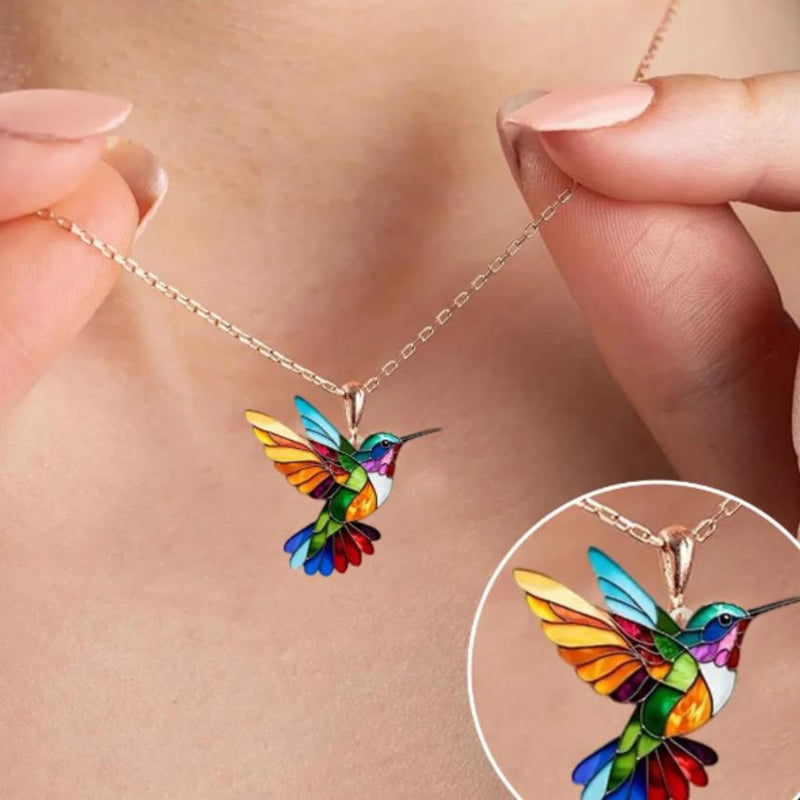 Vintage Colourful Bird Necklace
