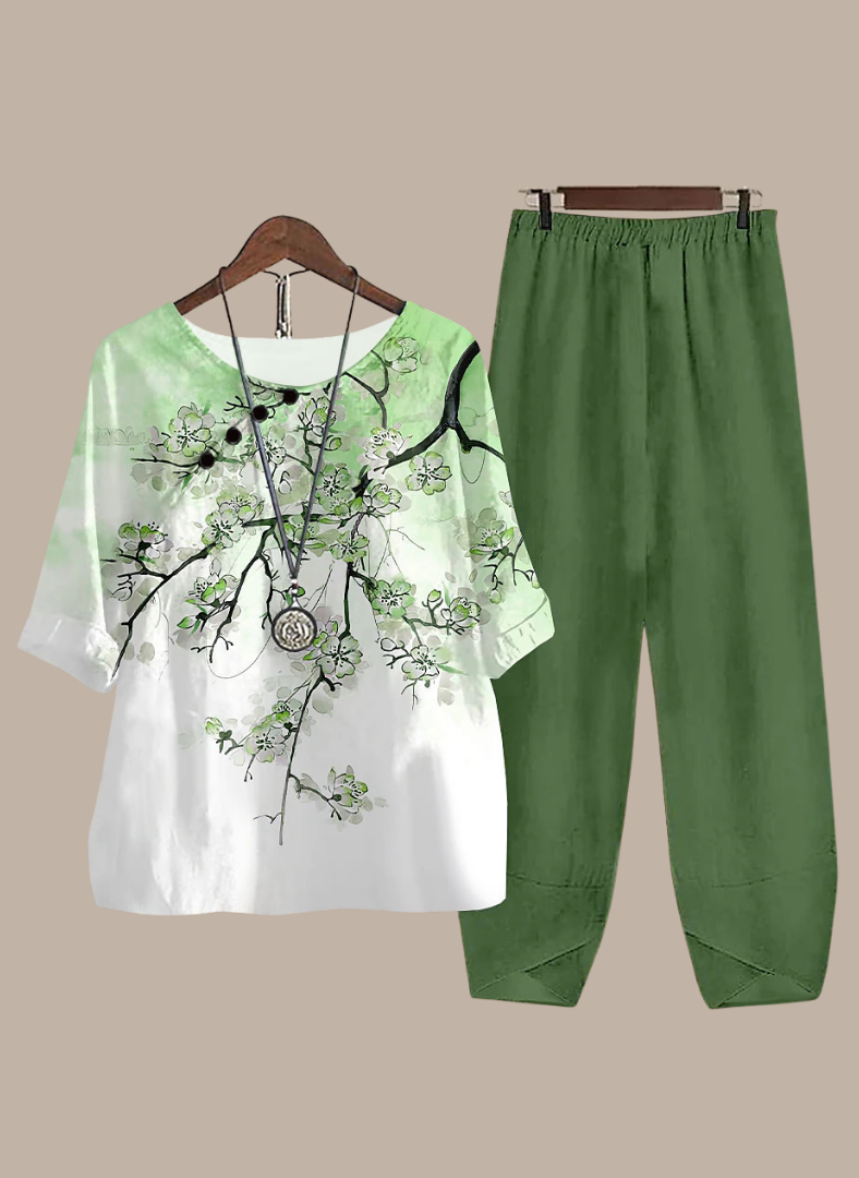 Florevra™ Floral Print Relaxed Two-Piece Set