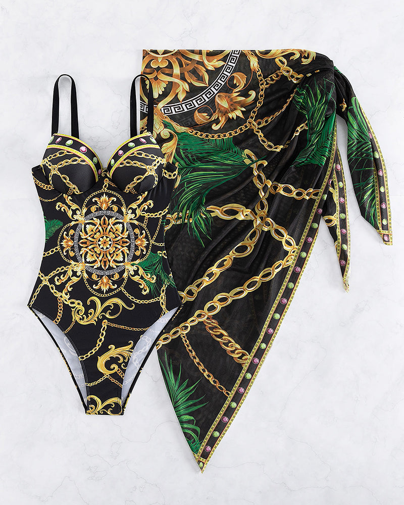 Grace® | One-piece swimsuit with push-up effect and matching beach skirt