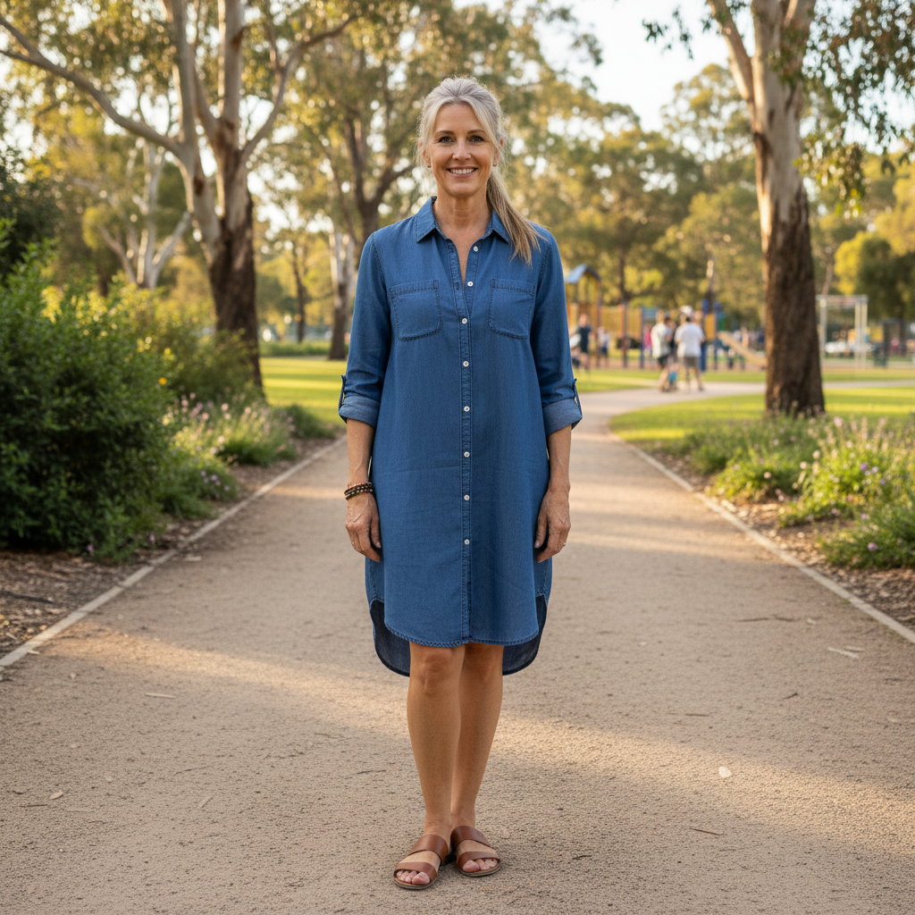 Liora™ – Denim Button Shirt Dress