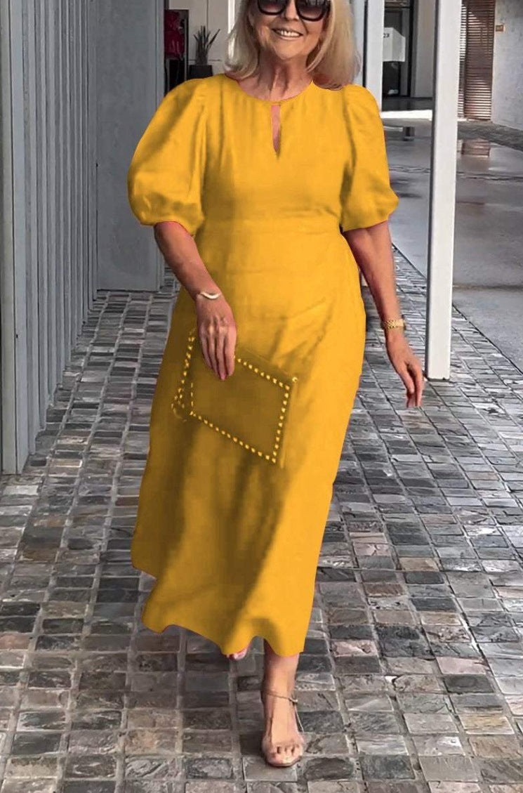 Maree | Elegant Puff-Sleeve Midi Dress