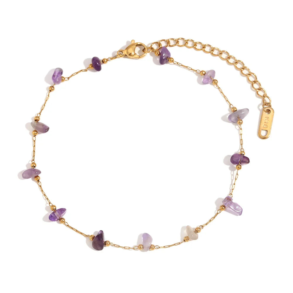 Natural Stone Gold Anklet