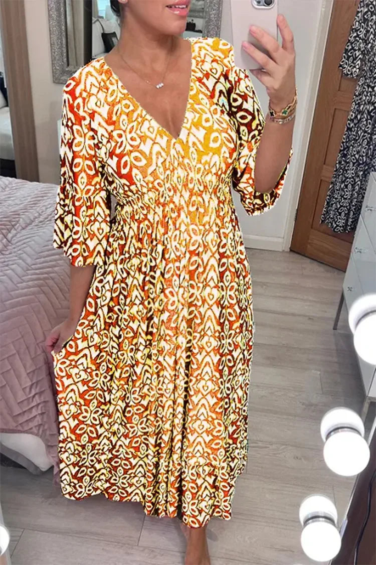 Mattana™ Charming Floral Print Dress