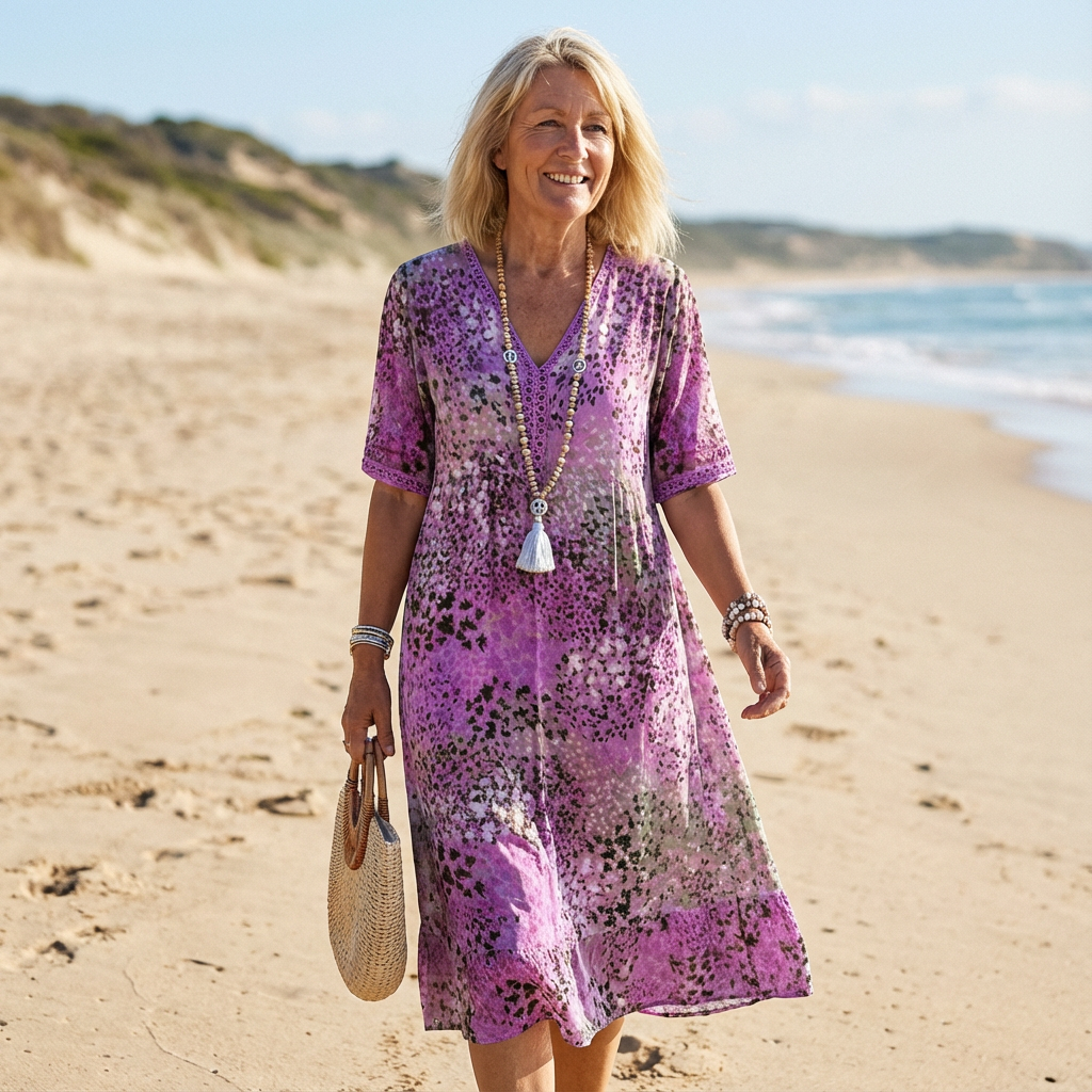 Sofia™ - Elegant Floral Midi Dress with Tummy Coverage