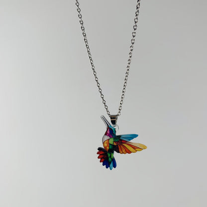 Vintage Colourful Bird Necklace