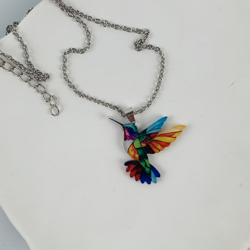 Vintage Colourful Bird Necklace