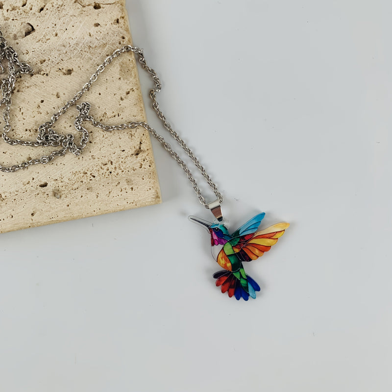 Vintage Colourful Bird Necklace