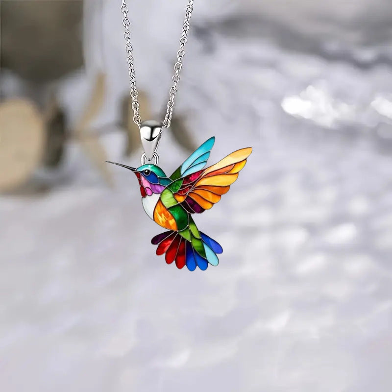 Vintage Colourful Bird Necklace