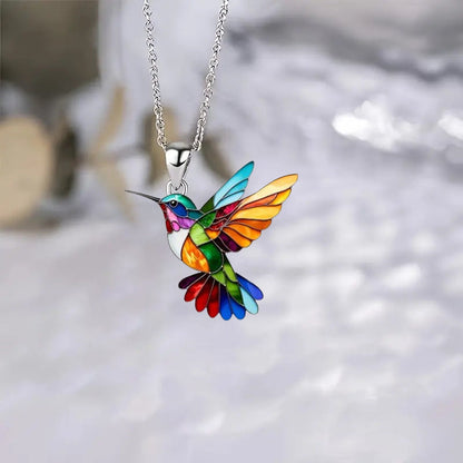 Vintage Colourful Bird Necklace