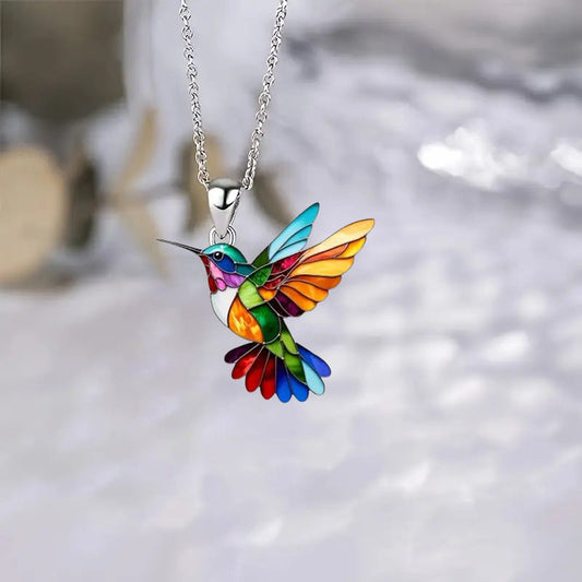 Vintage Colourful Bird Necklace