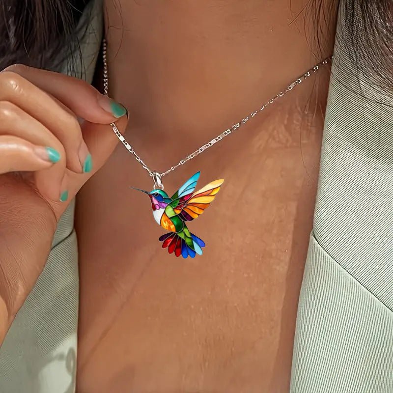 Vintage Colourful Bird Necklace
