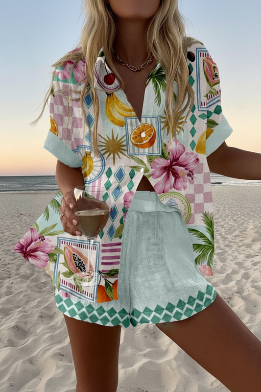 Maevin – Short Summer Jumpsuit with Fruit Print