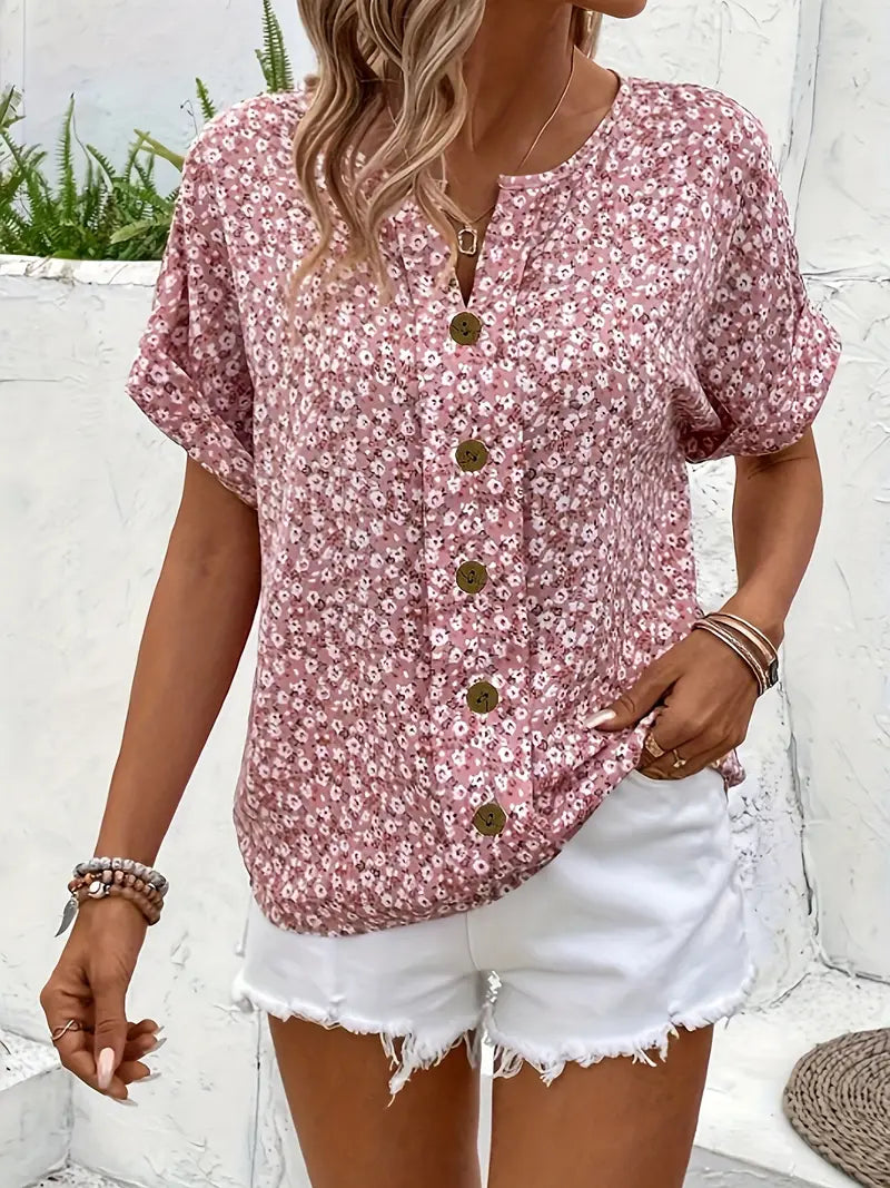 FLORIANA™ - FLORAL PRINT TUMMY-COVER BLOUSE