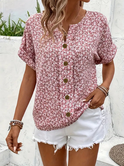FLORIANA™ - FLORAL PRINT TUMMY-COVER BLOUSE