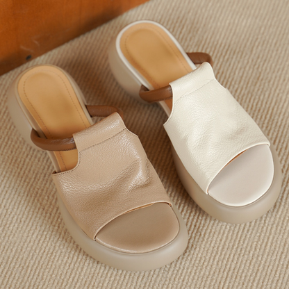 Aria™ Sheepskin Peep-Toe Slides Sandals