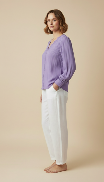 Soraya™ – Long-sleeve V-neck Blouse