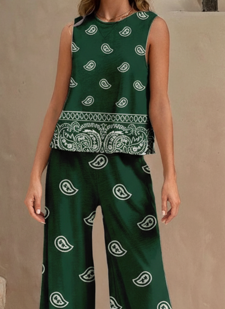 Seraphine™ Sleeveless Paisley Wide-Leg Two-Piece Set