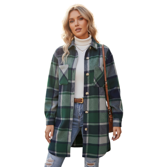 Avery™ - Plaid Button Shirt Jacket