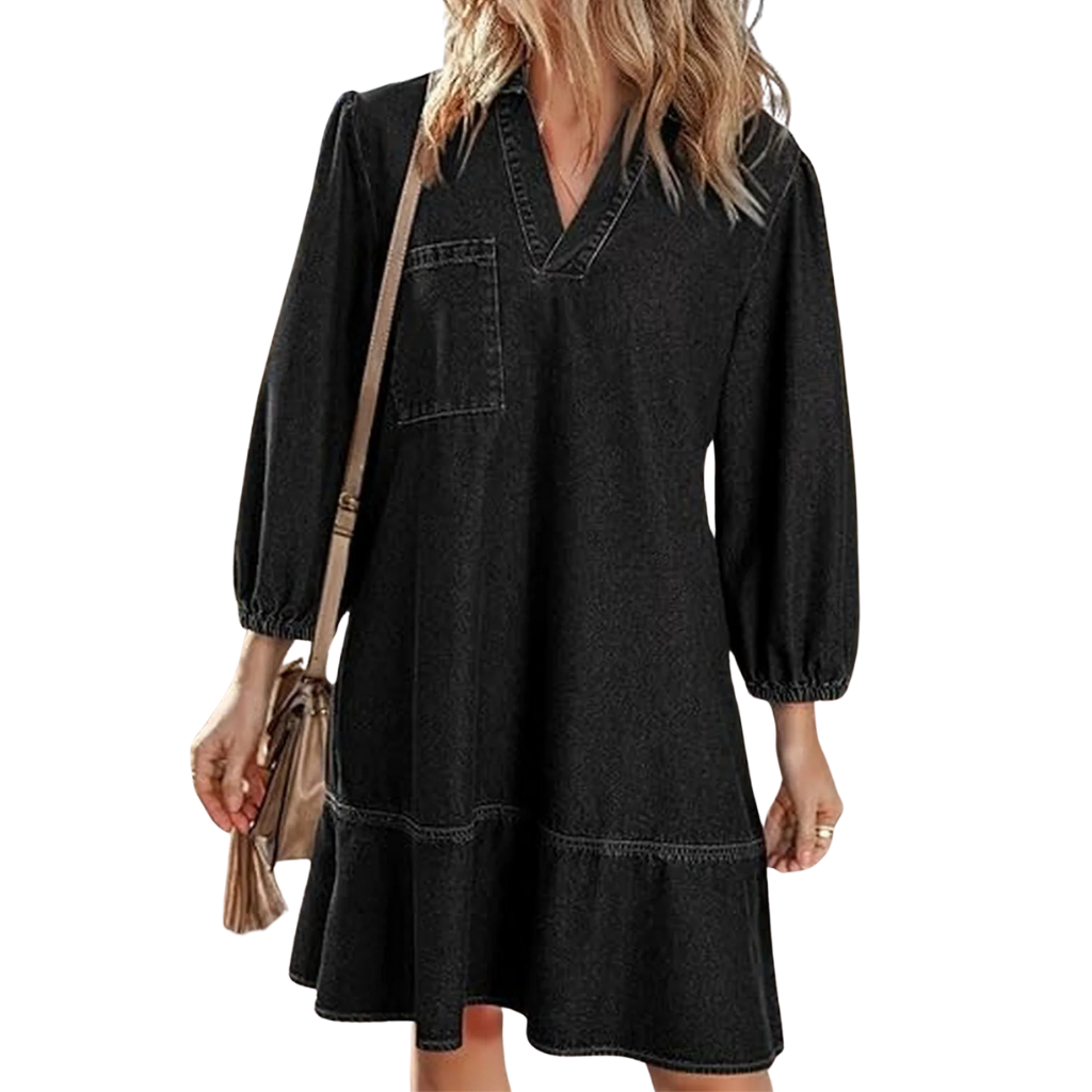 Lena™ - Denim V-Neck Dress