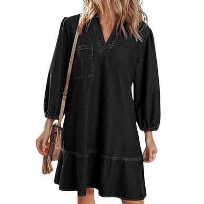 Lena™ - Denim V-Neck Dress