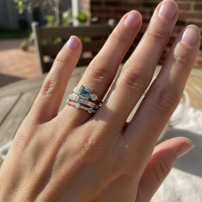 Ocean™ – Vintage Blue Crystal Ring Set