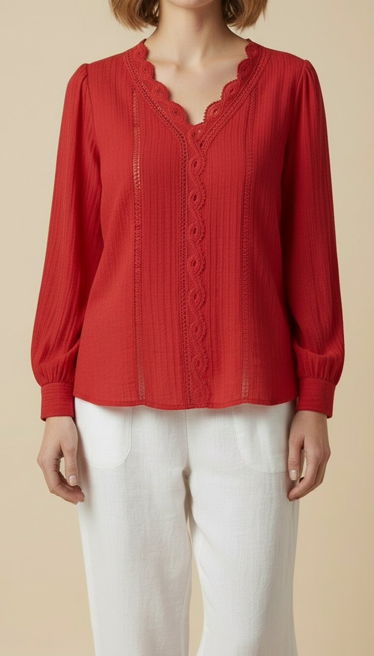 Soraya™ – Long-sleeve V-neck Blouse