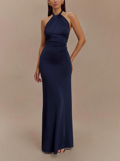 Aveline™- GRACEFUL HALTER MAXI DRESS