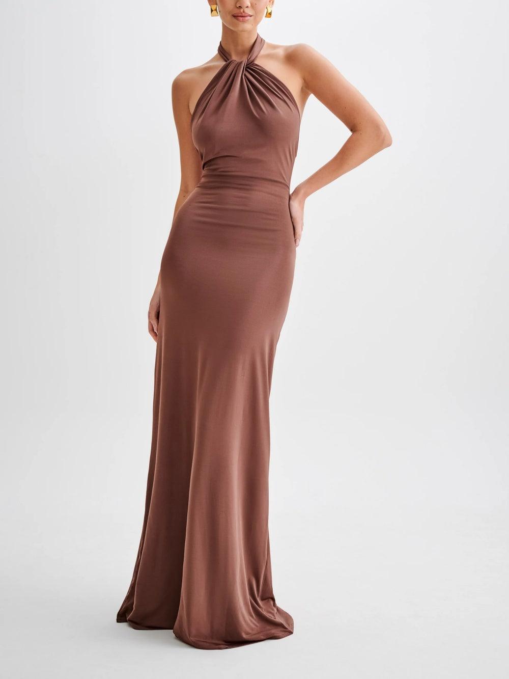Aveline™- GRACEFUL HALTER MAXI DRESS