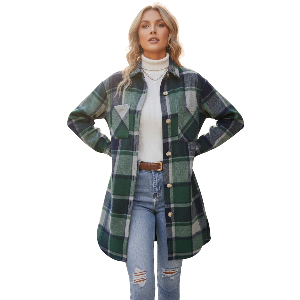 Avery™ - Plaid Button Shirt Jacket