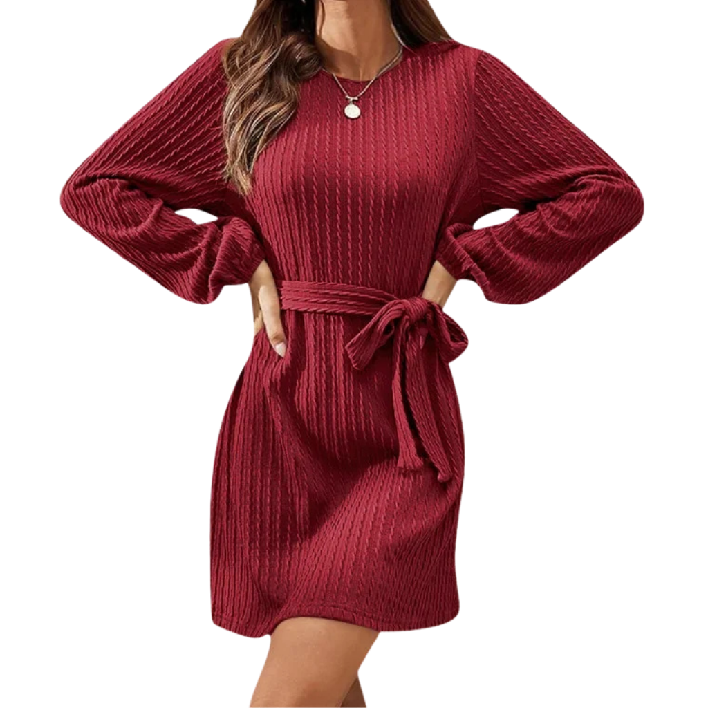 Sofia™ - Knitted Belted Sweater Dress