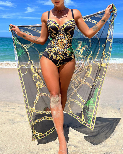 Grace® | One-piece swimsuit with push-up effect and matching beach skirt