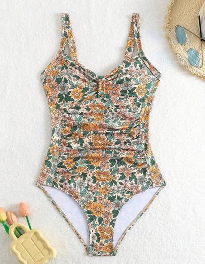 Wendy | Floral Print Halter Neck Swimsuit
