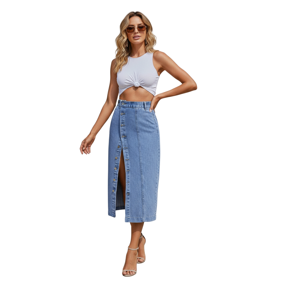Lily™ - Denim Button Skirt