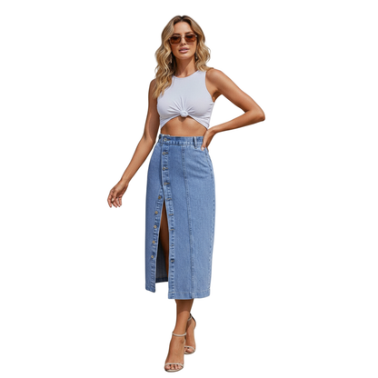 Lily™ - Denim Button Skirt