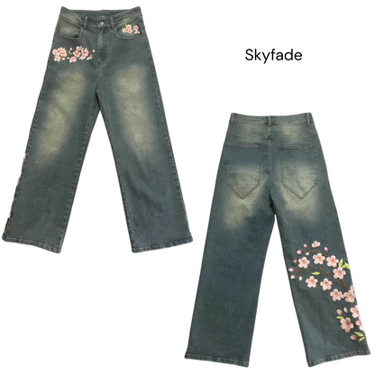 Unisex Sakura Zip Up & Jeans 100% Cotton