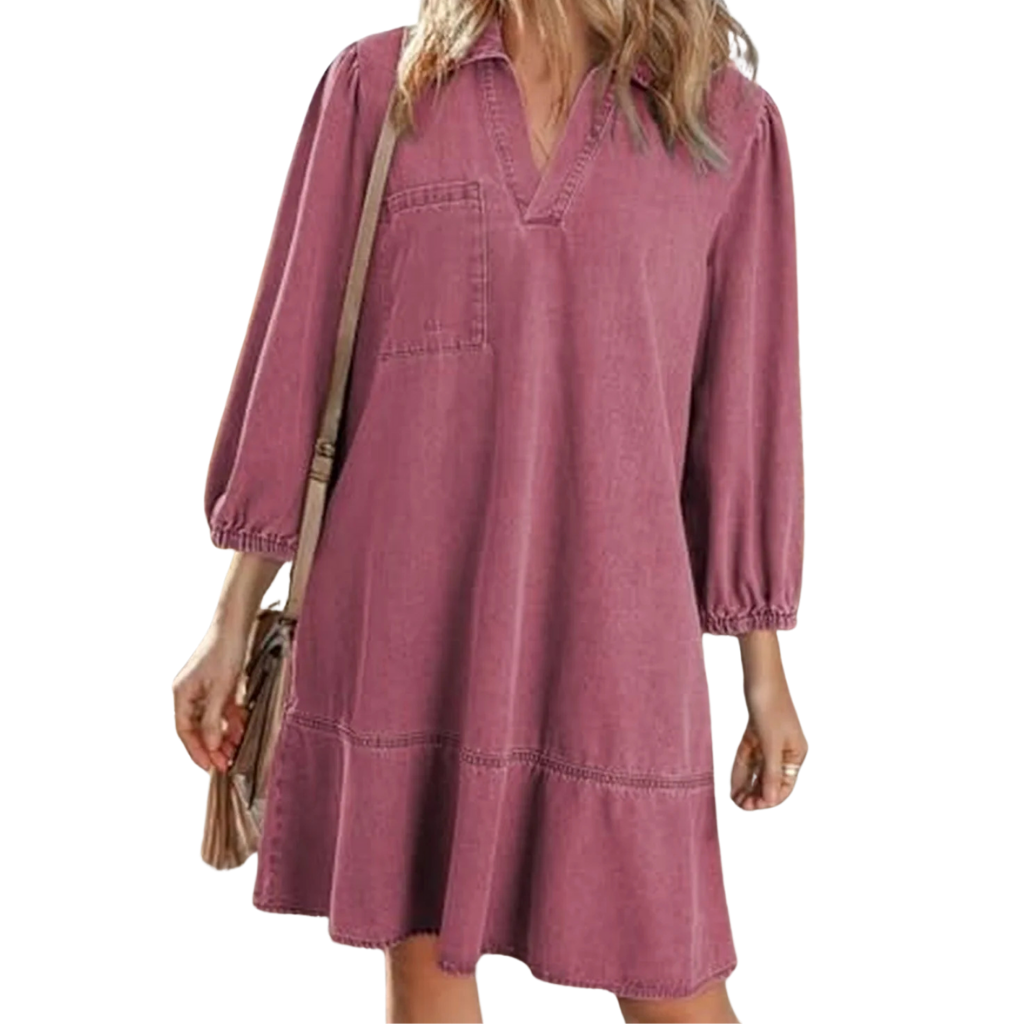 Lena™ - Denim V-Neck Dress