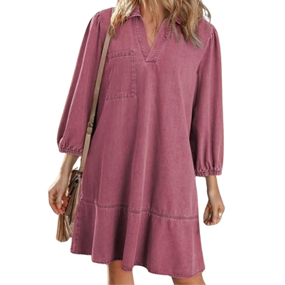 Lena™ - Denim V-Neck Dress