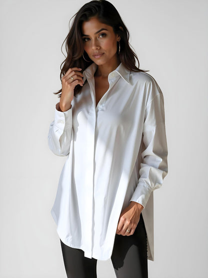 Oversized Lapel Button Shirt Dress