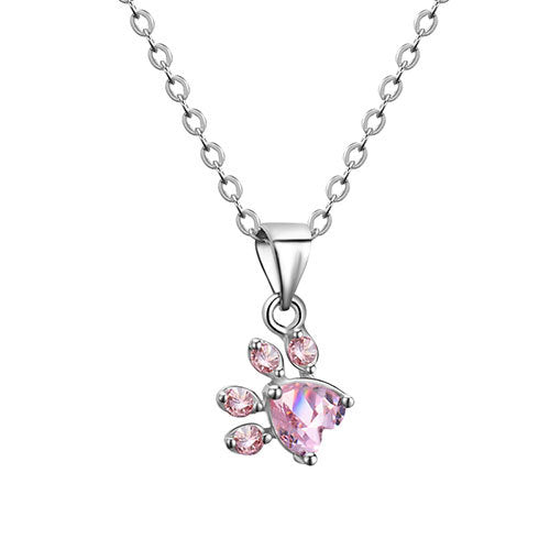 Rose Gold Paw Jewelry Set – 4 Pieces with Zirconia Heart (Ring, Necklace, Earrings, Bracelet)