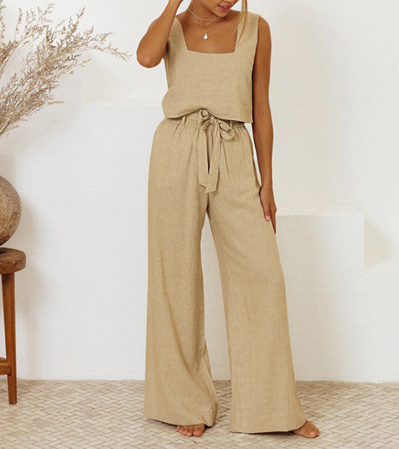 Milena™ – Minimalist Top & Wide-Leg Pants Set