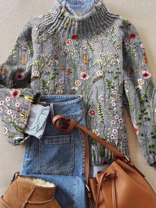 Maurine™ | Vintage Floral Knit Jumper