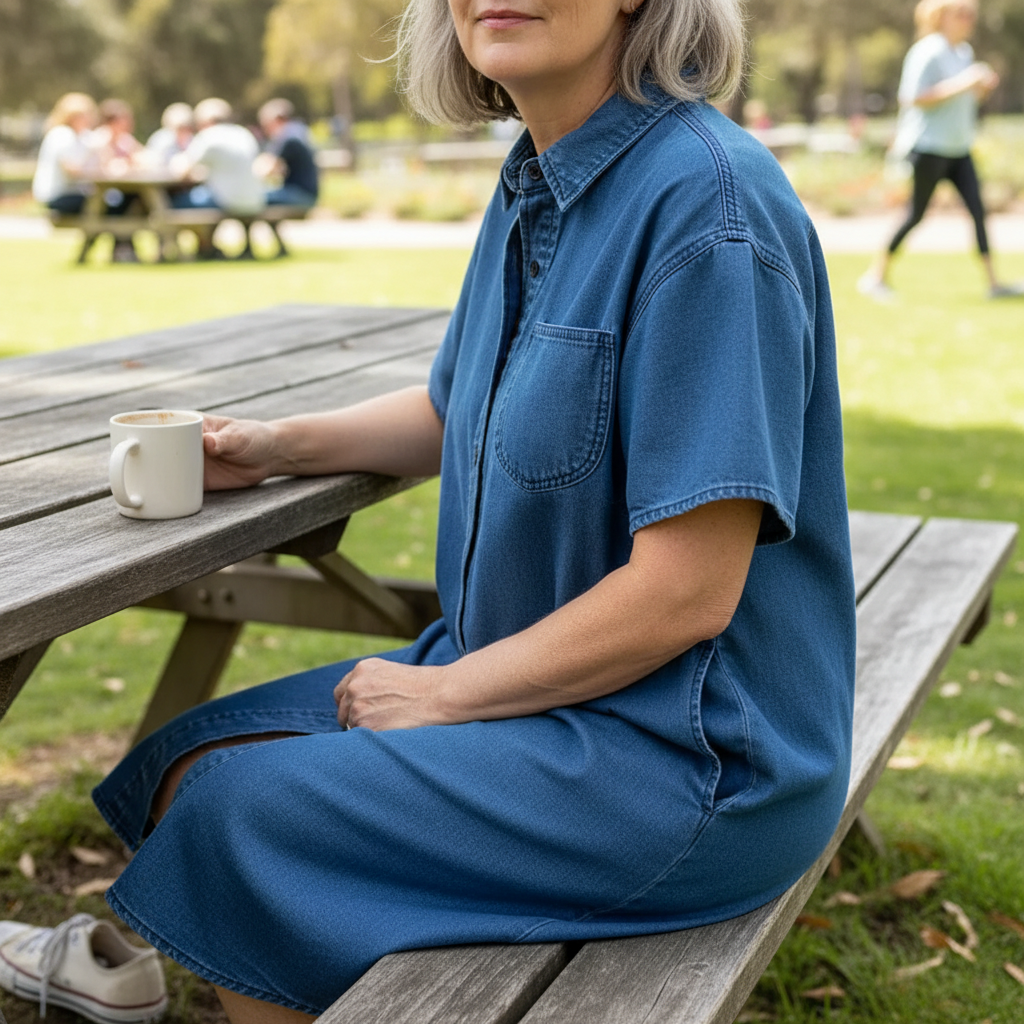 Zarelle™ – Lightweight Denim Shirt Dress