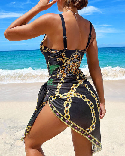 Grace® | One-piece swimsuit with push-up effect and matching beach skirt