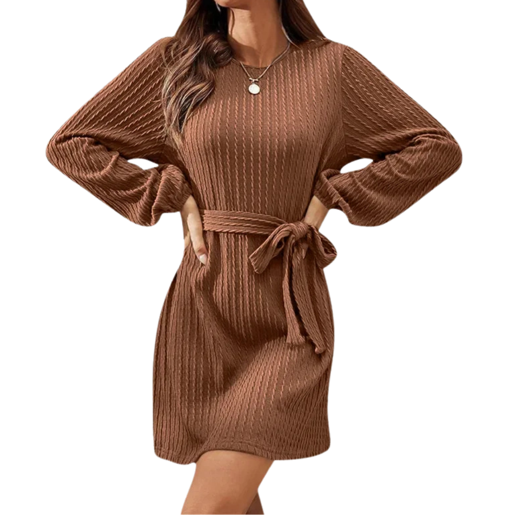 Sofia™ - Knitted Belted Sweater Dress