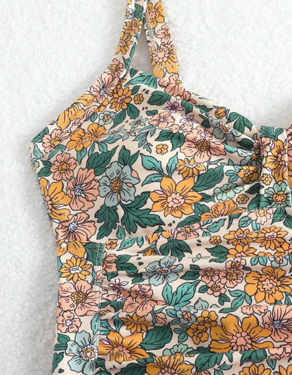Wendy | Floral Print Halter Neck Swimsuit