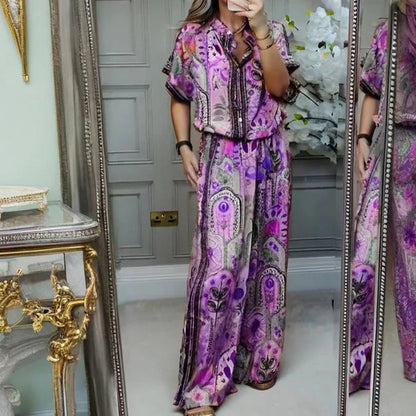 Sasha™ – Women’s Printed Top & Wide-Leg Pants 2-Piece Set