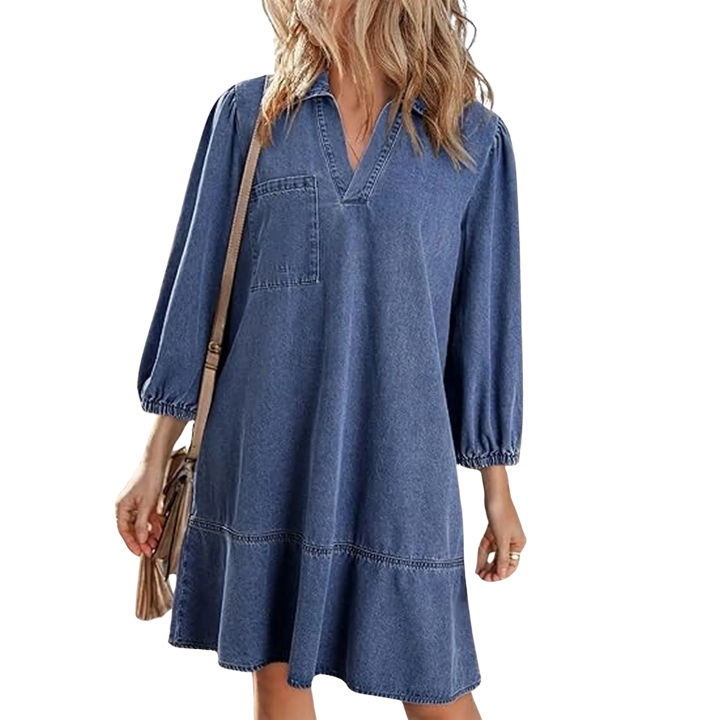 Lena™ - Denim V-Neck Dress