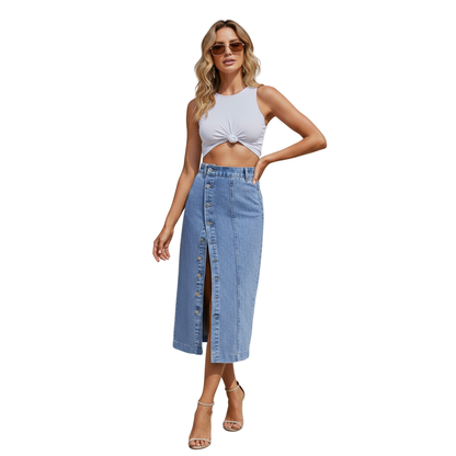 Lily™ - Denim Button Skirt