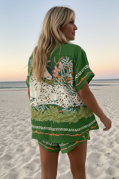 Céphira – Short Summer Suit with Horse Print